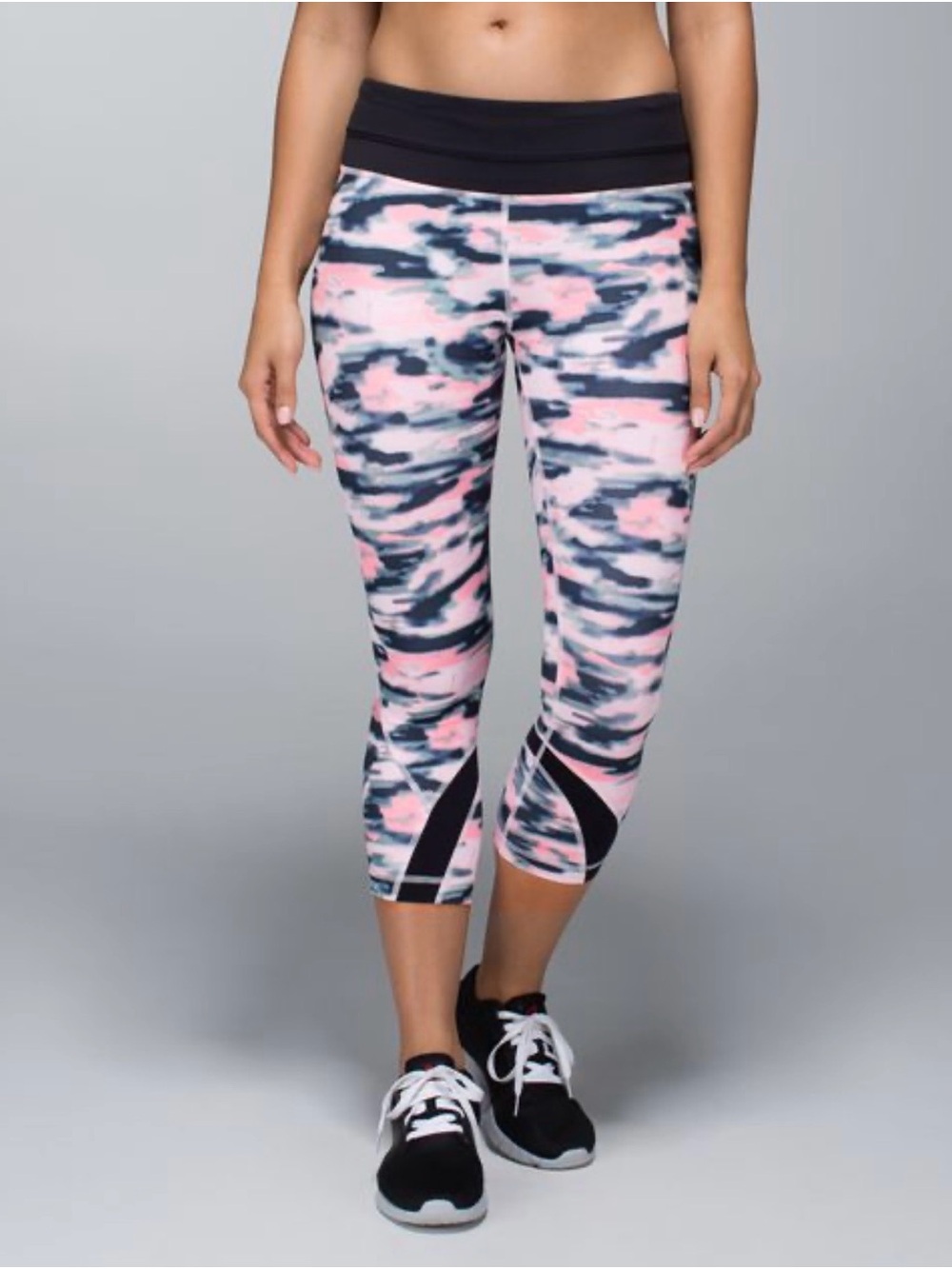 lululemon athletica Pink & Black Camo Capri Leggings